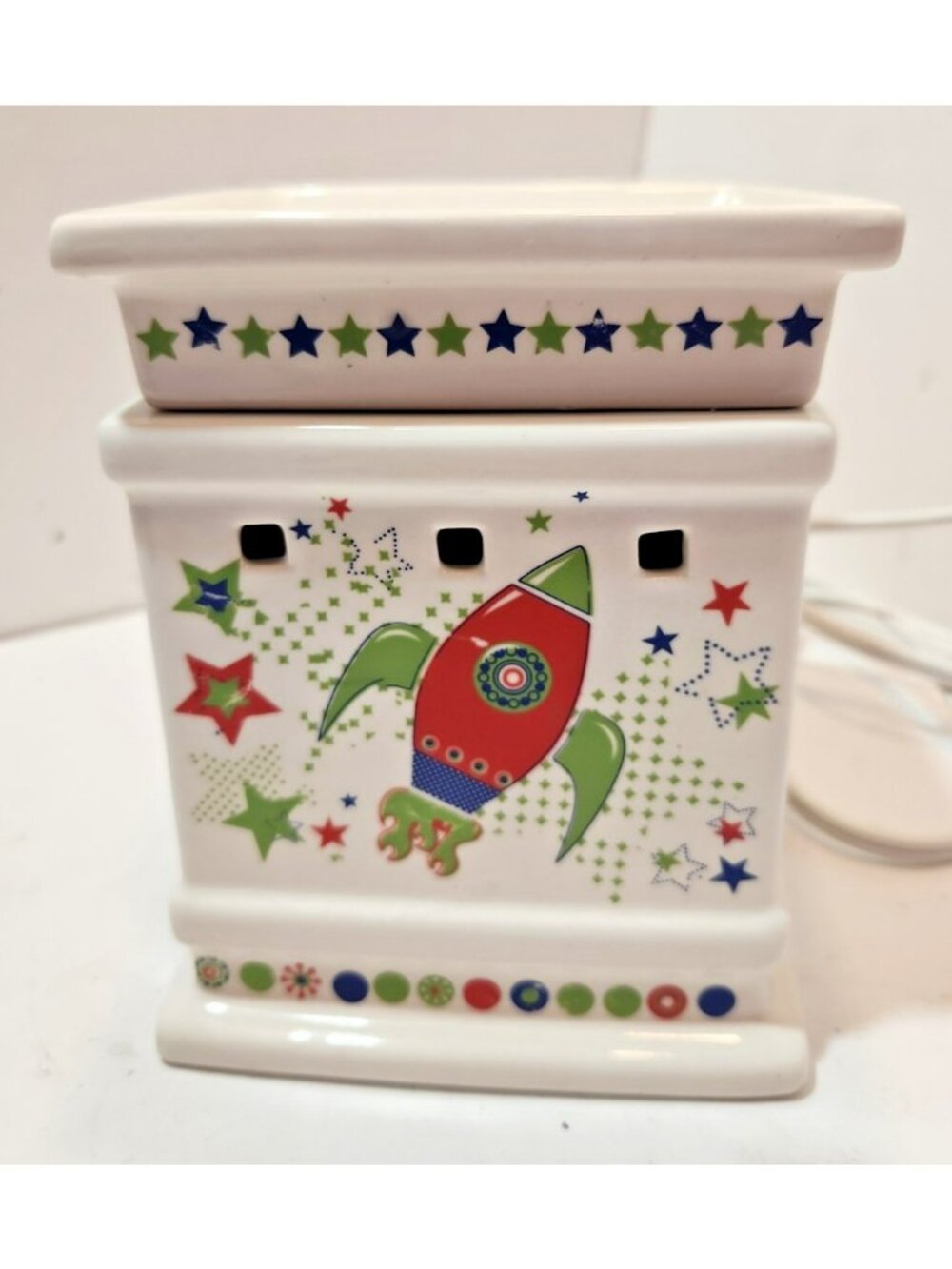 Rare Space Boy Scentsy Warmer Rocket Blast Off with Rockets & Aliens